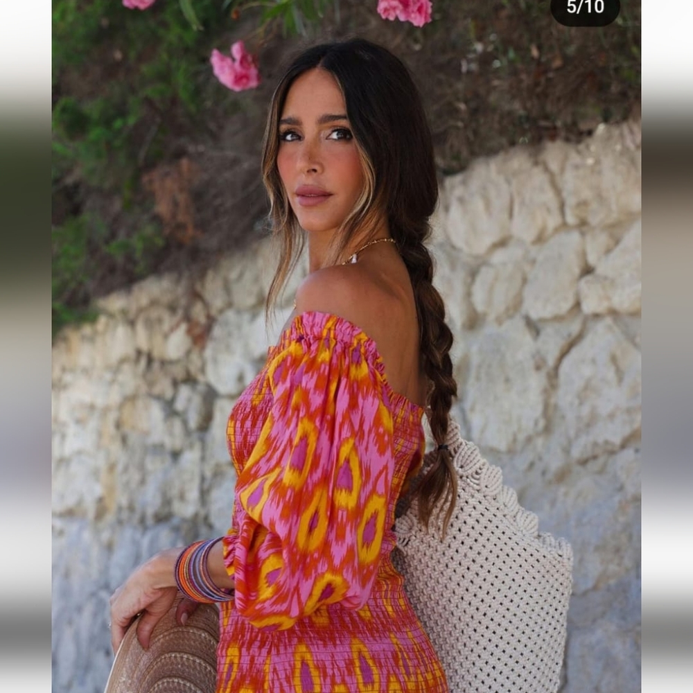 ZARA * BOHO PRINTED MIDI DRESS - Picture 7 of 16